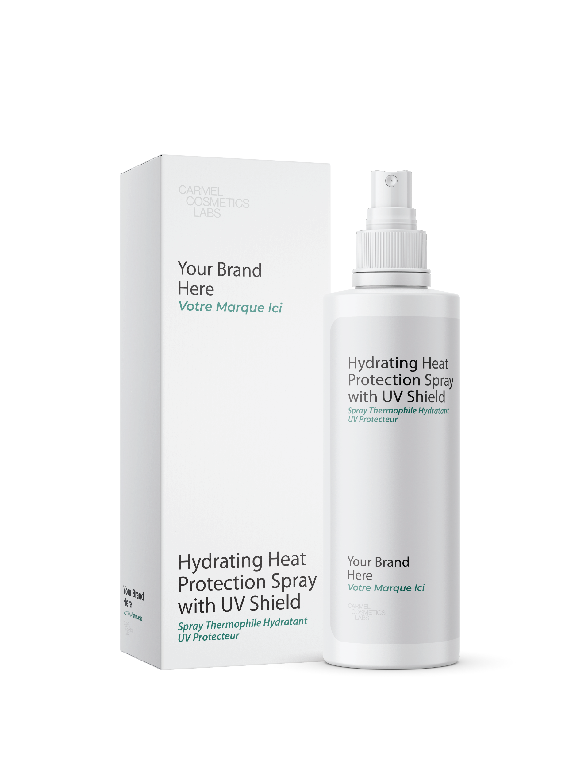 Spray thermophile hydratant uv protecteur en marque blanche