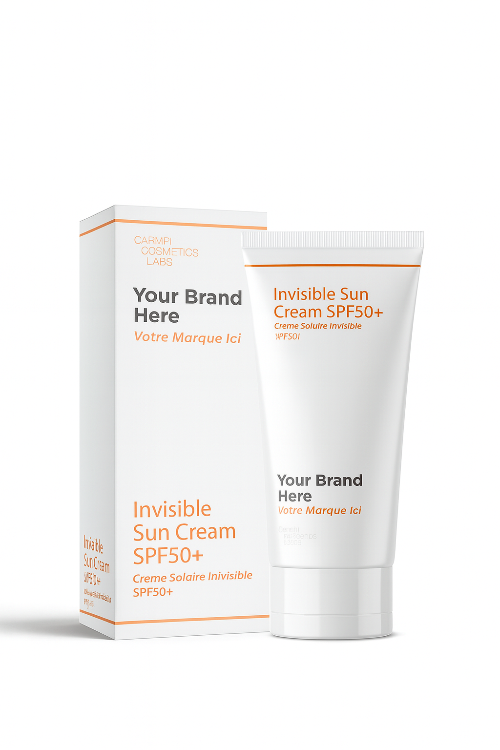 Crème solaire invisible spf50+ en marque blanche
