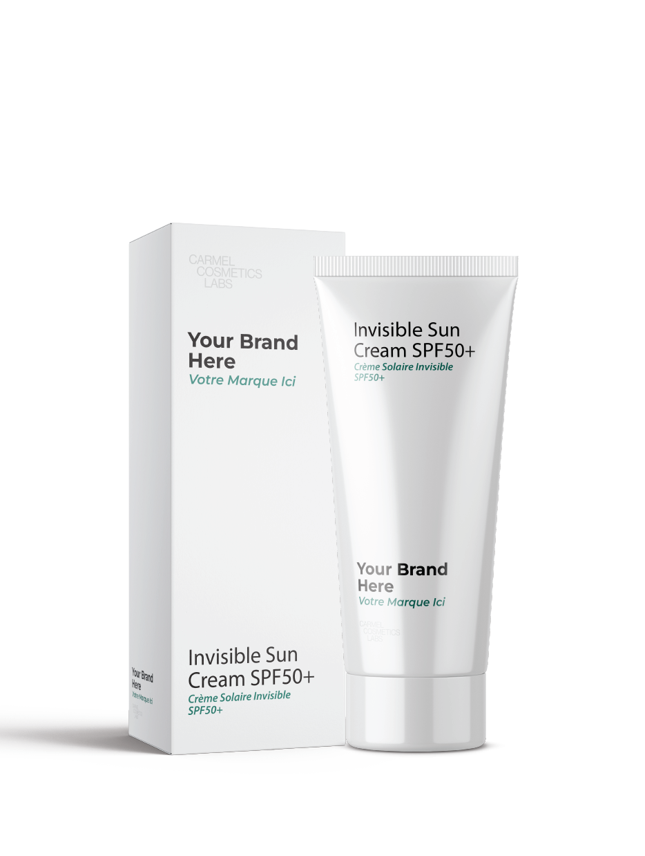 Crème solaire invisible spf50+ en marque blanche