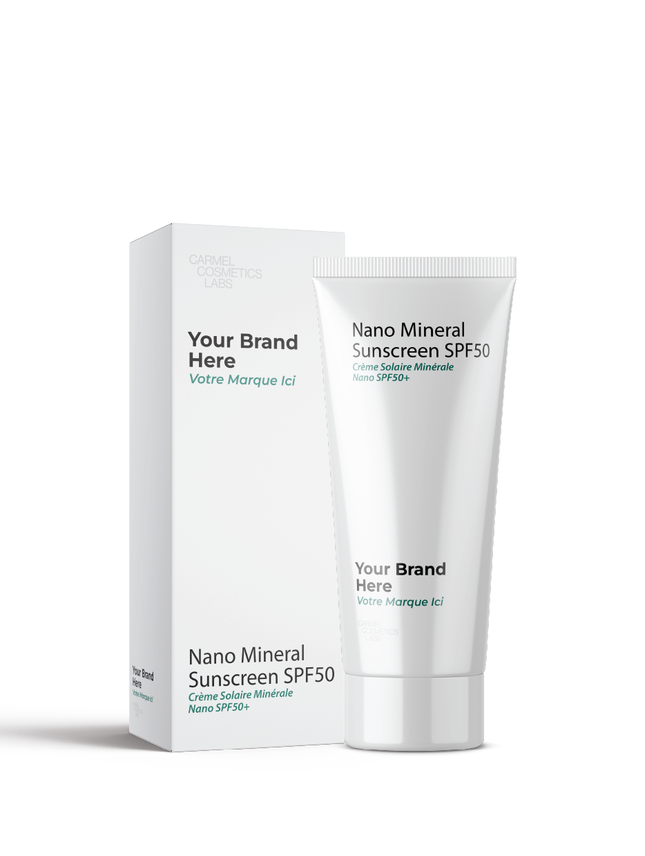 Crème solaire minérale spf50 nano en marque blanche