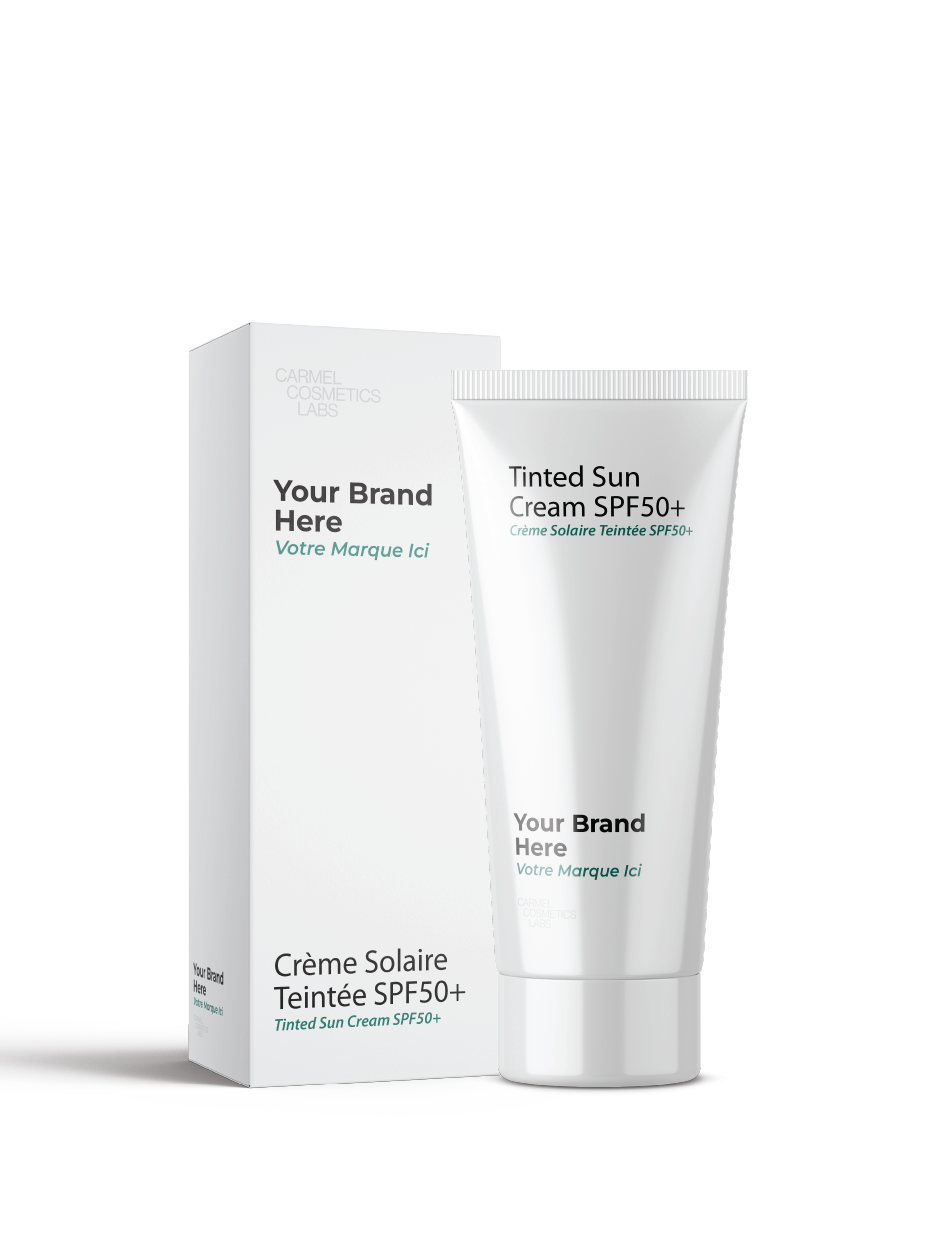 Crème solaire teintée spf50 en marque blanche