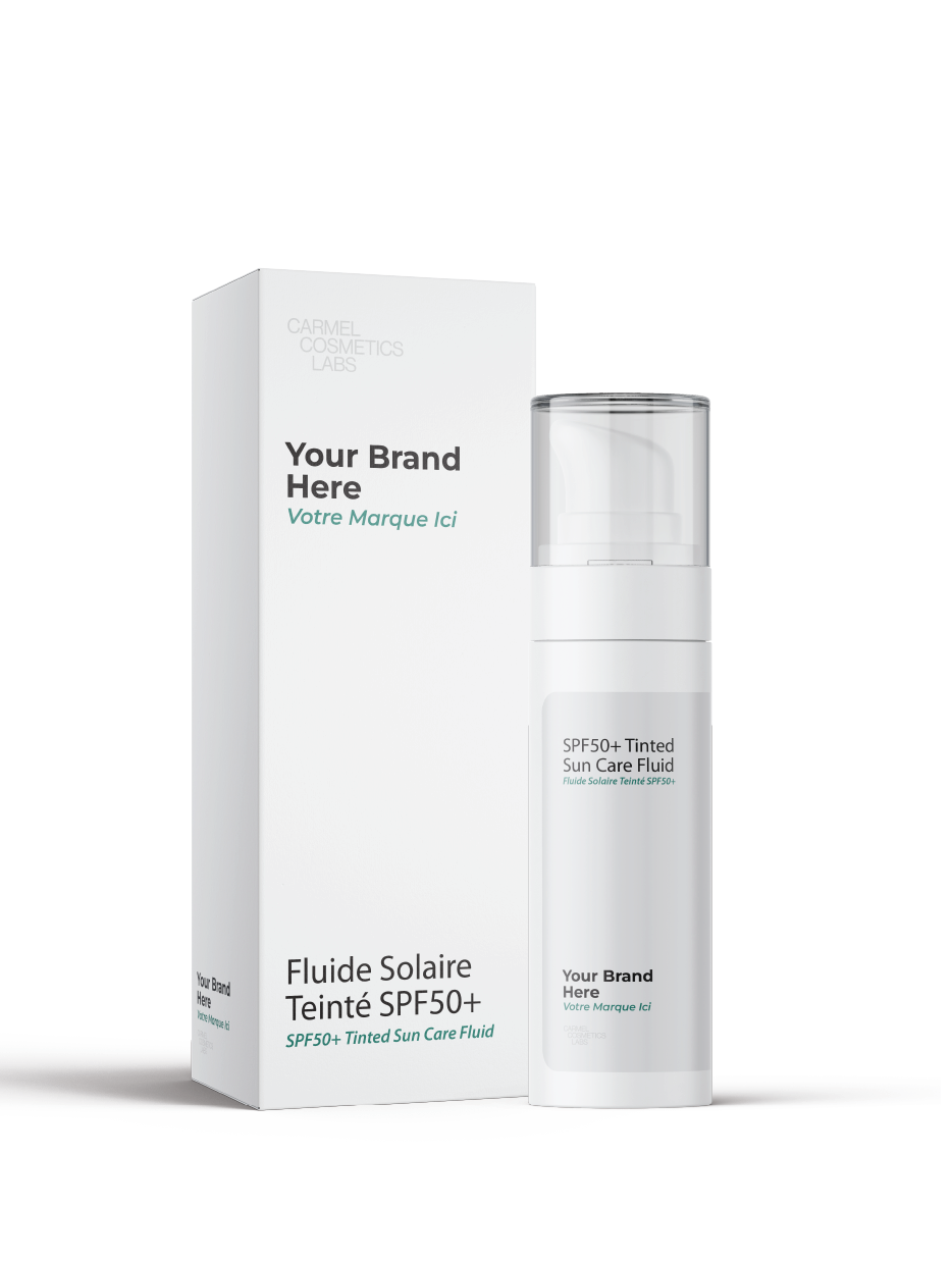 Fluide solaire teinté spf50 en marque blanche