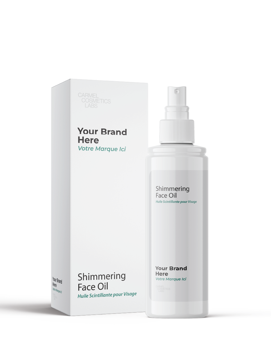 Huile scintillante pour visage en marque blanche